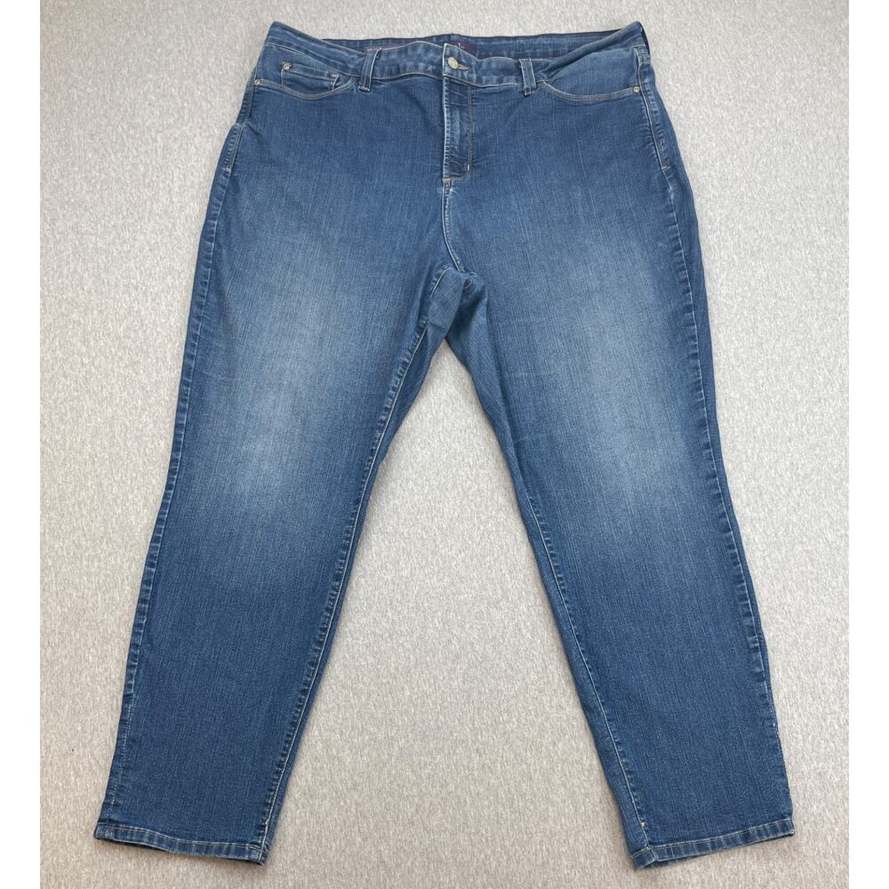 NYDJ Jeans Women 22W Blue Cotton Blend Stretch Sylvia Relaxed Boyfriend Made USA